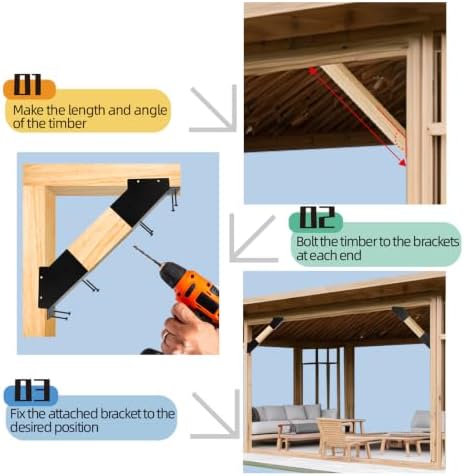 8 Pcs Pergola Angle Support Bracket,Reinforced 45-Degree Angle Bracket