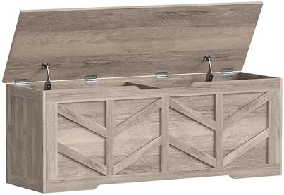 51.2" Extra Large Storage Chest, Wooden Storage Bench with 2 Safety Hinges