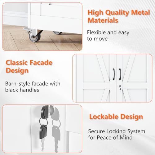 Metal Garage Storage Cabinet, 71"H Lockable Tool Cabinet with Wheels