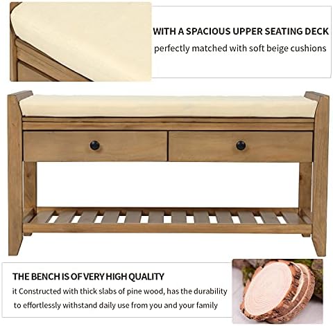 Merax Classic Wood Entryway Bench with Shoe Storge Wood Bench for Hallway Fro...