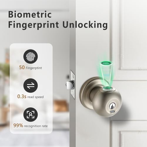 Buoan Biometric Fingerprint Door Lock, Smart Fingerprint Door Knob