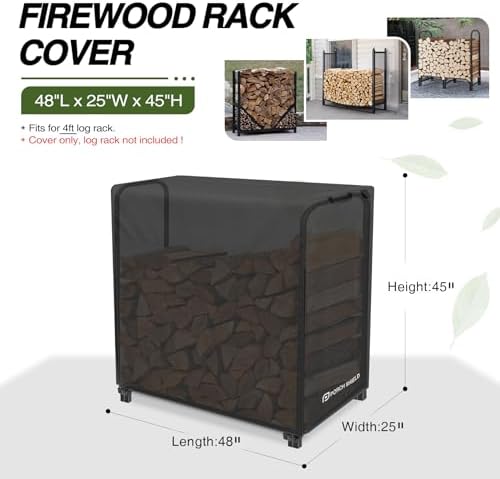 Porch Shield 4ft Waterproof Firewood Rack Cover (Cover Only)