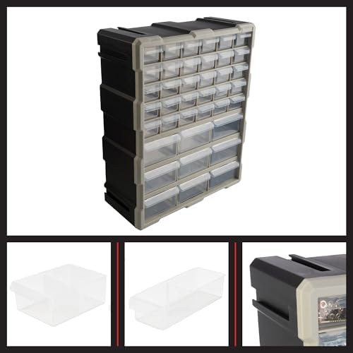 Stalwart 39-Drawer Plastic Small Parts Organizer, Black
