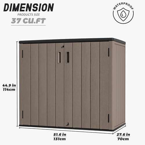 Mrosaa Large Outdoor Storage Box,Resin Shed,Waterproof/Lockable,Outdoor Stora...