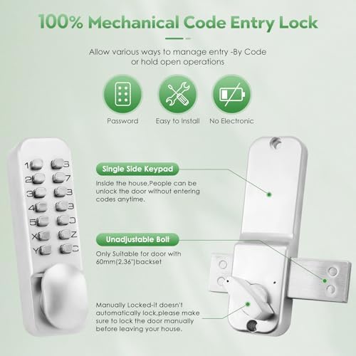 Mechanical Keyless Single-Sided Keypad Entry Door Lock with Bolt