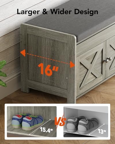 Pipishell Shoe Storage Bench, 2-Tier Shoe Bench with Cushioned Seat, Entryway...