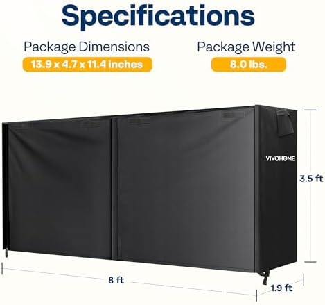 VIVOHOME 8ft Waterproof Outdoor Firewood Log Rack Cover, Black