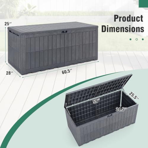 Tangkula 180 Gallon Outdoor Storage Box with Lockable Lid