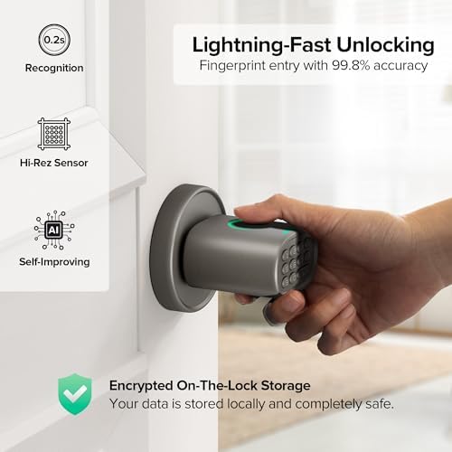 ThorBolt MD1 Fingerprint Door Knob Lock with Keypad, Titanium