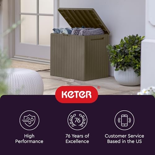 Keter City 30 Gal Outdoor Storage Box and Patio Side Table