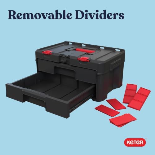 Keter Stack-n-Roll Two Drawer Tool Box for Small Parts and Power Tool Accesso...