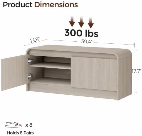 Homleke Modern Curved Entryway Shoe Storage Bench