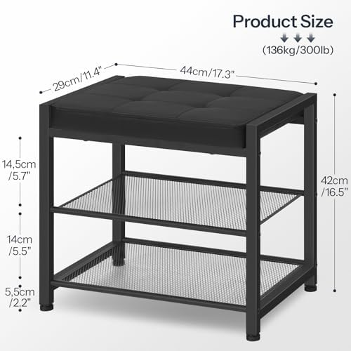 HOOBRO Small Shoe Bench, 3-Tier Shoe Rack, Shoe Storage Bench
