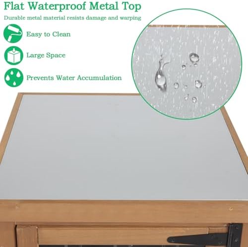 Small Outdoor Storage Cabinet Weatherproof, Wood Garden Potting Bench Table w...