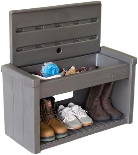 Step2 Lakewood Boot Bench, Functional Entryway Rack, Shoe Organizer Utility Bench, Garage & Mud Room Storage, Brown