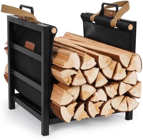 Firewood Rack Indoor Outdoor with Firewood Carrier, Fireplace Wood Log Holder...