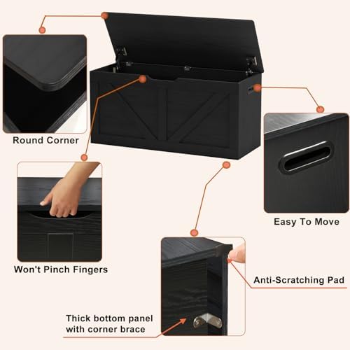 Timberer 39.4" Storage Chest, Wooden Storage Bench, Large Storage Trunk