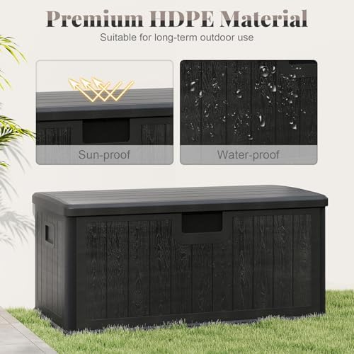 HAPPYGRILL 100 Gallon Outdoor Storage Deck Box with Lockable Design