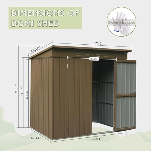 Domi Outdoor Storage Shed 6x4 FT, Metal Tool Sheds Storage House with Lockabl...