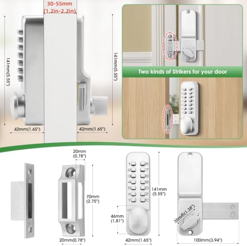 Mechanical Keyless Single-Sided Keypad Entry Door Lock with Bolt