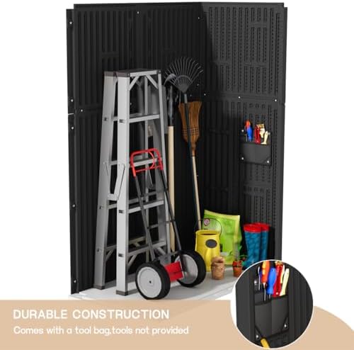 KINYING Outdoor Storage Cabinet Waterproof, 57 Cu.ft Resin Vertical Outdoor S...
