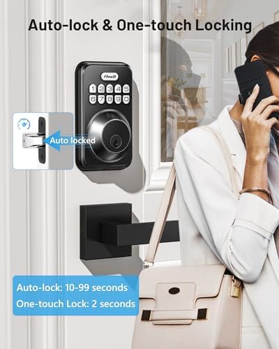 Zowill Keyless Entry Keypad Deadbolt Lock with Handles, Matte Black