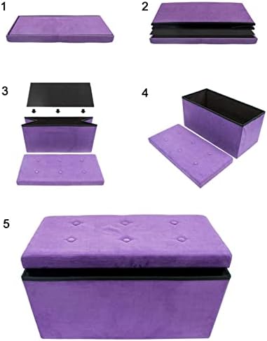 Sorbus Collapsible Storage Ottoman Bench (Purple, Medium (15” x 30” x 15”))