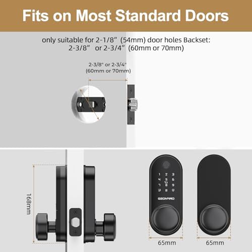 Smart Door Lock with Knob, Keyless Entry Door Lock with Handle