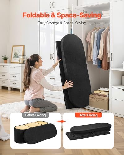 VEVOR Oval Storage Ottoman Bench, Foldable Teddy Fleece End of Bed Bench, Fol...