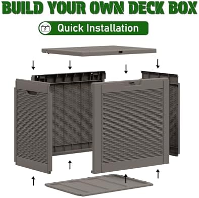 NUNU LAB Outdoor Storage Box 31 Gallon,Waterproof Indoor Outside Deck Boxes,B...