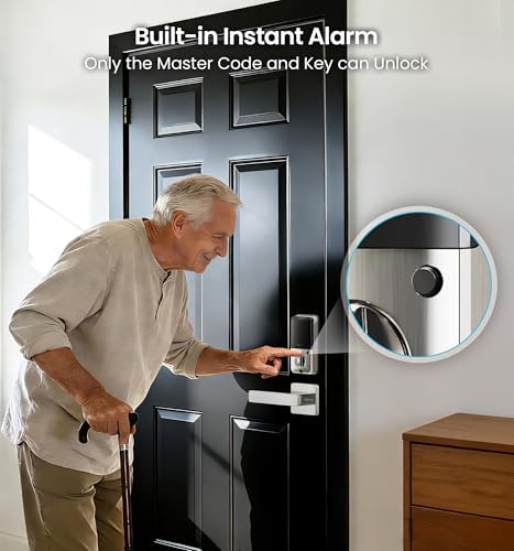 Veise VE07-L Fingerprint Smart Lock with 2 Lever Handles Set, Satin Nickel