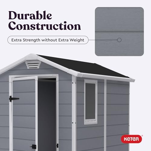 Keter Manor 4x6 Resin Outdoor Storage Shed Kit-Perfect to Store Patio Furnitu...