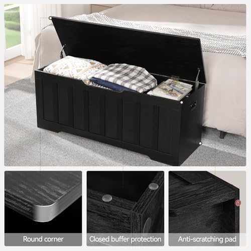 VANKILEY 47.2" Storage Chest Extra Large, Storage Bench(Black)