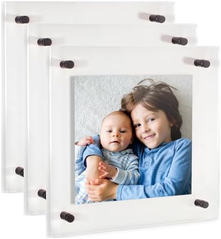 ArtToFrames 24x24 Inch Double Panel Floating Acrylic Picture Frame comes (3 P...