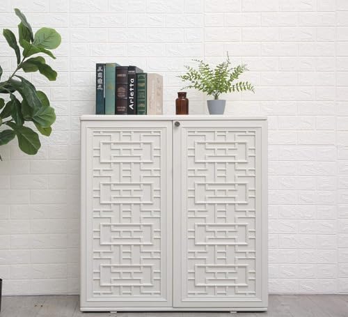 HOMSPARK Indoor/Outdoor Storage Cabinet with Doors and Shelf, 34”x15”x36” HDP...