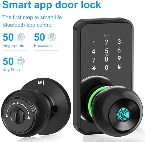 Smart Door Lock Knob Fingerprint Keypad Keyless Entry Lock for Front Door