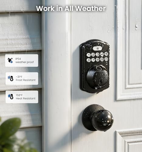 Veise KS02A Fingerprint Door Lock, Keypad Deadbolt, Matte Black