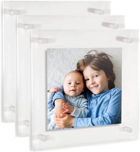 ArtToFrames 12x12 Inch Double Panel Floating Acrylic Picture Frame comes (3 P...