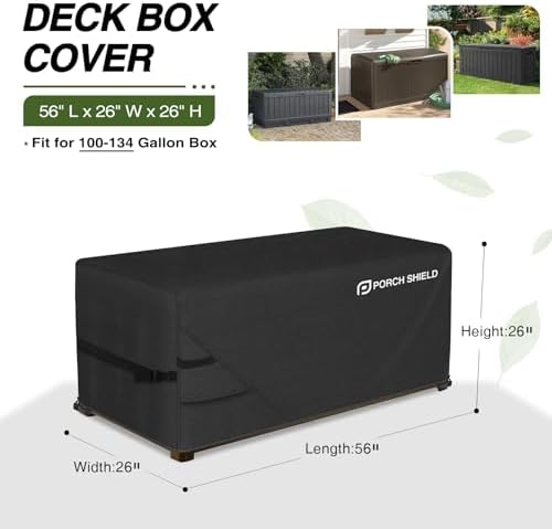 Porch Shield Patio Deck Box Storage Cover 56 x 26 x26 inch, Black