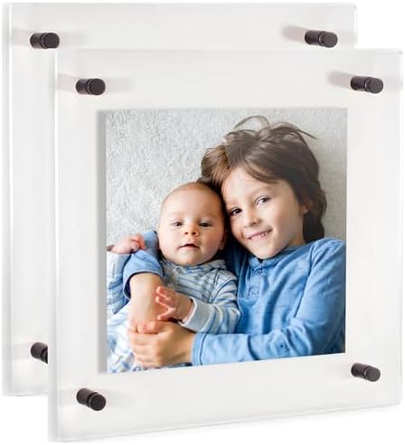 ArtToFrames 14x14 Inch Double Panel Floating Acrylic Picture Frame comes (2 P...
