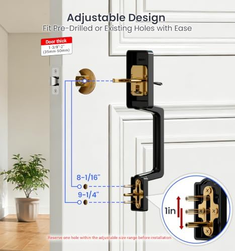 Veise VE017-D Fingerprint Smart Front Door Lock Set, Matte Black