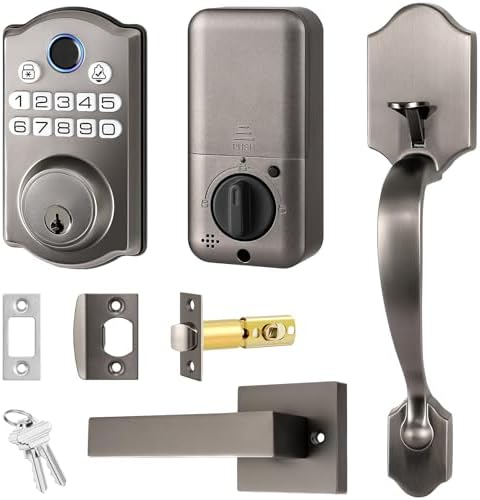 Keypad Smart Deadbolt Lock Set with 2 Lever Handles,5-in-1 Control