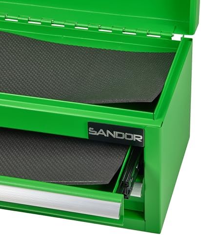 Mini Tool Box - Metal Tool Chest with 2 Drawers & PVC Drawer Liners - Green