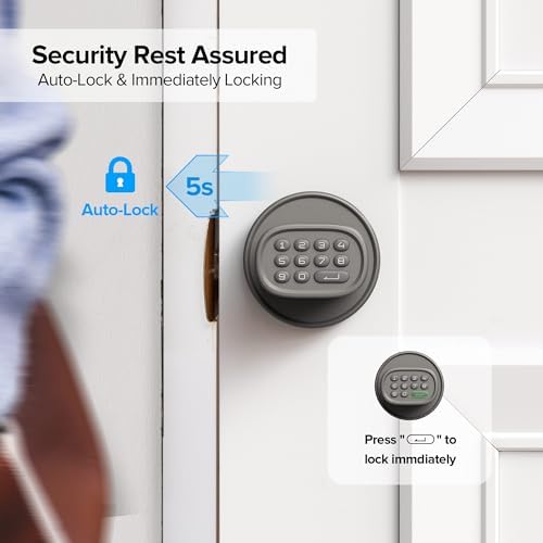 ThorBolt MD1 Fingerprint Door Knob Lock with Keypad, Titanium