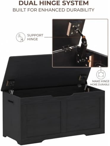 Timberer 31.5" Storage Chest with 2 Safety Hinges, Wooden Storage Trunk