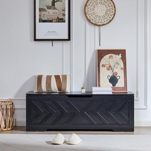 55.1” Storage Bench, Extra Large Entryway Bench with Storage,Storage Chest wi...