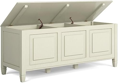 SIMPLIHOME Connaught 51" Wide Solid Wood Trunk Bench in White
