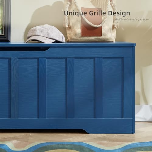 VANKILEY 51.2" Storage Chest Extra Large,Wooden Storage Bench(Blue)