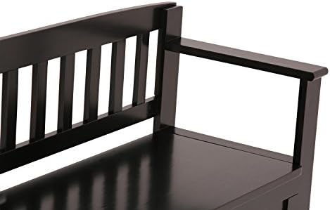 SIMPLIHOME Brooklyn 48" Wide Solid Wood Storage Bench in Dark Coffee Brown