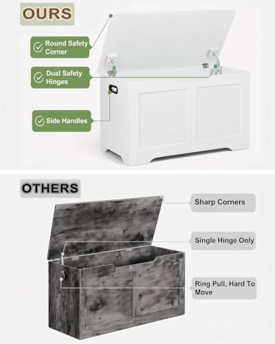 Timberer 31.5" Storage Chest with 2 Safety Hinges, Wooden Storage Trunk